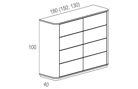 Vysoká dřevěná komoda Harmonia s osmi zásuvkami