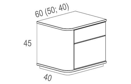 Noční stolek Harmonia se zaoblenou pravou hranou