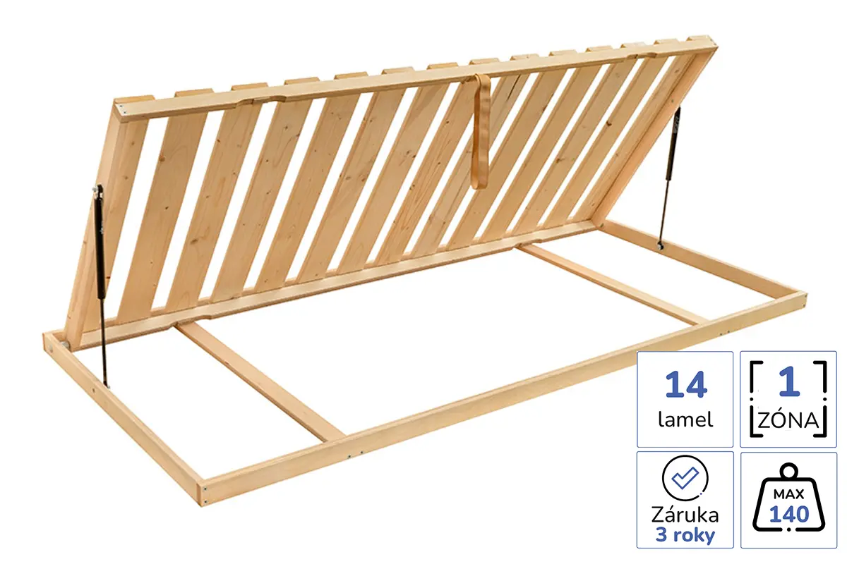 Latovy rost Latt Lux Kombi s 14 lamelami, bocnim vyklopem a manualnim polohovanim hlavove casti 1 zona nosnost 140 kg