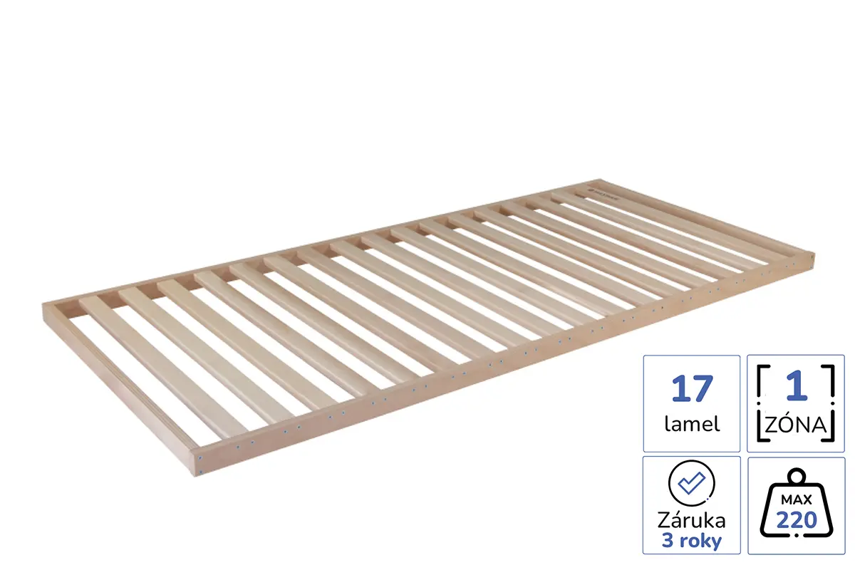 Latovy rost Maximus s 17 lamelami, 1 zonou a nosnosti 220 kg vhodny pro pevnou oporu madrace